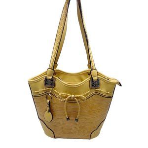 Beuno Yellow Faux Crocodile Shoulder Bag